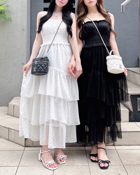 【WEB限定】チュールイレヘムティアードロングワンピース