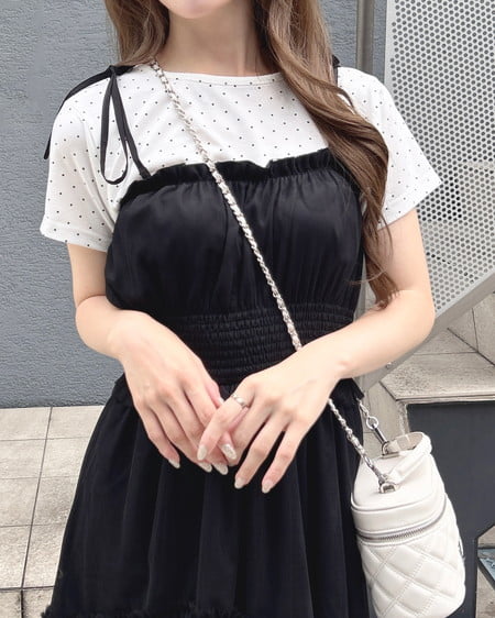 INGNI（イング） チュールイレヘムティアードロングワンピース ｸﾛ