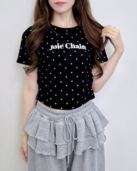 INGNI（イング） フロッキーロゴドットTシャツ ｸﾛｵﾌ/ﾄﾞｯﾄ