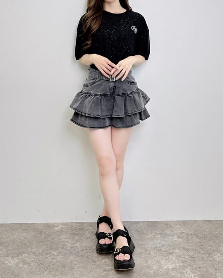INGNI(イング) バックロゴラメチュニックTシャツ クロ