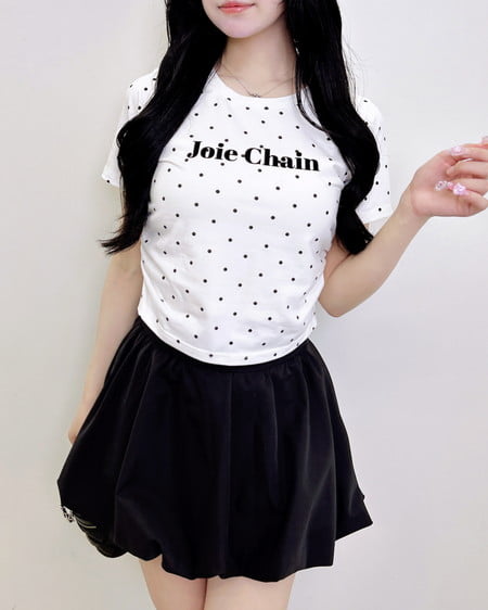 INGNI（イング） フロッキーロゴドットTシャツ ｵﾌｸﾛ/ﾄﾞｯﾄ