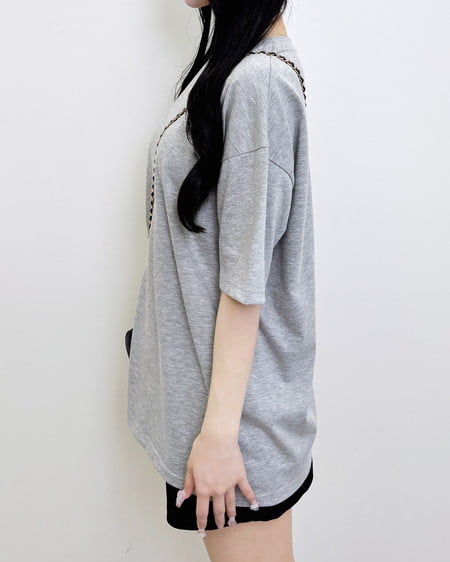 INGNI(イング) バックロゴラメチュニックTシャツ グレー