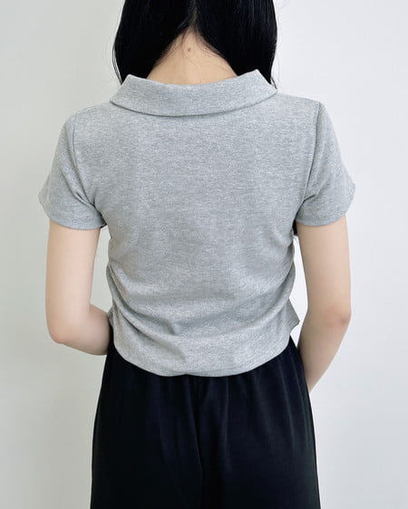 INGNI（イング） スキッパーポロネックラメリブトップス ｸﾞﾚｰ
