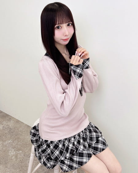 INGNI(イング) チェックシャツドッキング長袖ニットワンピース ピンクベージュ/チェック