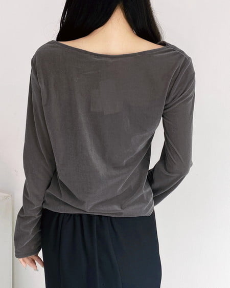 INGNI(イング) レースドッキングベロアロングTシャツ グレージュ