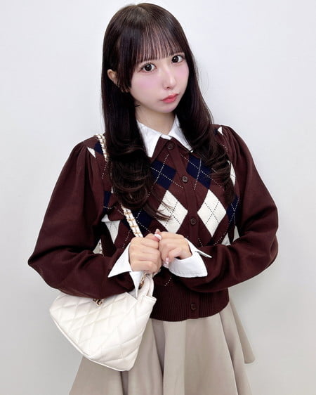 【WEB限定】アーガイルシャツドッキングレイヤードニット