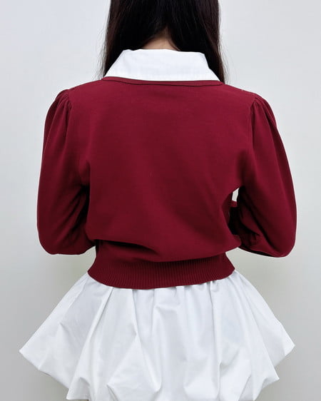 INGNI(イング) アーガイルシャツドッキングレイヤードニット ボルドー
