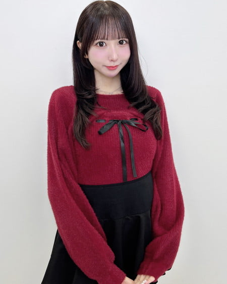 INGNI(イング) フェザーリブデコルテオープンリボンニット ボルドー
