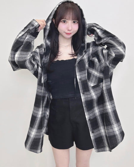 【WEB限定】フードビッグチェック柄シャツ