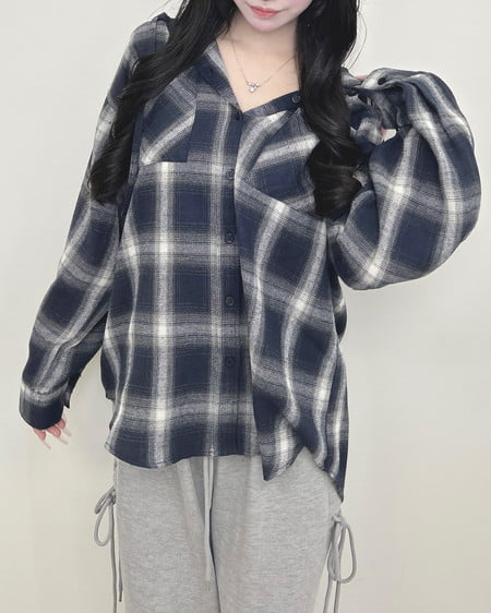 【WEB限定】フードビッグチェック柄シャツ