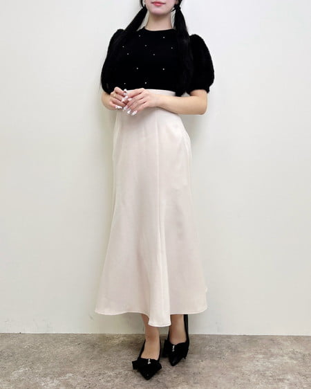 INGNI（イング） バックレースアップグリッターラメマーメイドスカート ﾗｲﾄﾍﾞｰｼﾞｭ