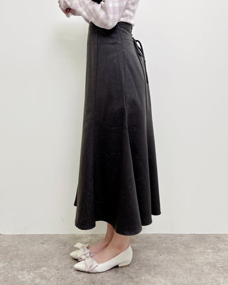 INGNI(イング) バックレースアップグリッターラメマーメイドスカート グレー