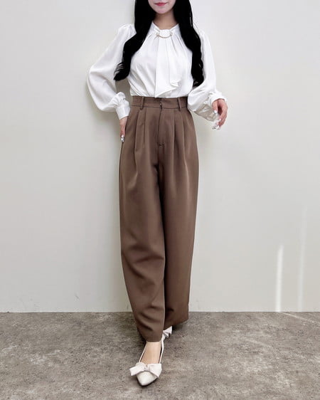 INGNI(イング) リボンワイドパンツ モカ