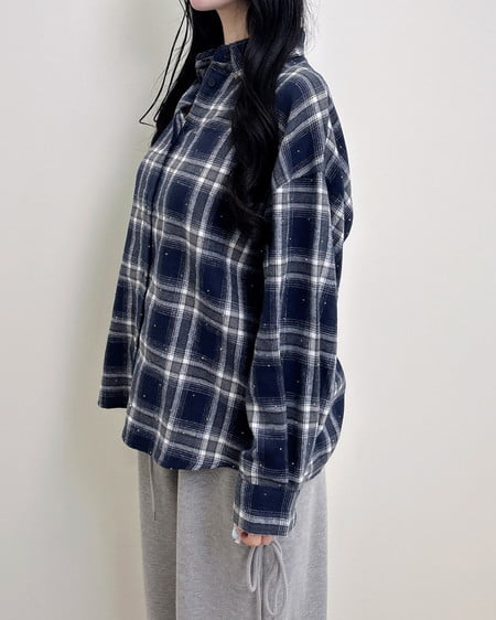 INGNI（イング） ラインストーン付バックレースアップチェック柄シャツ ｺﾝ/ﾁｪｯｸ