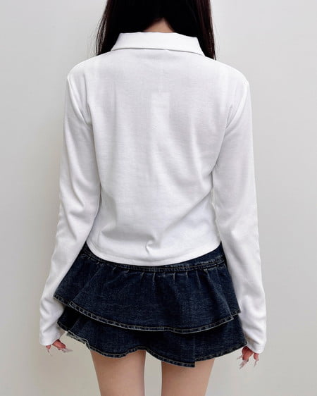 INGNI(イング) ナポレオン襟Wジップリブトップス オフホワイト