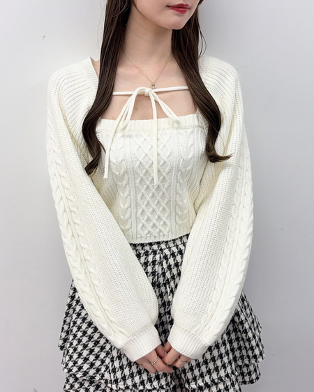【WEB限定／今だけ早割】ケーブルボレロニット＋キャミアンサンブル
