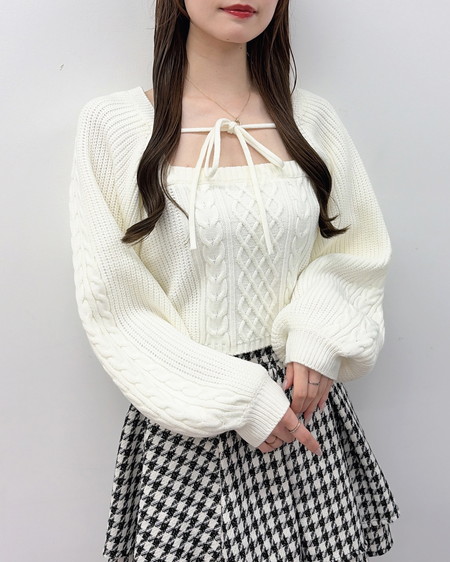 INGNI(イング) ケーブルボレロニット+キャミアンサンブル アイボリー
