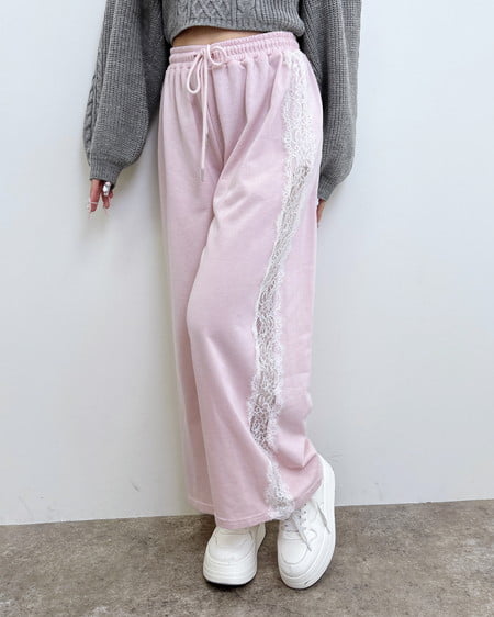 【9／2 2時までの限定価格】【WEB限定】サイドレースラメスウェットパンツ