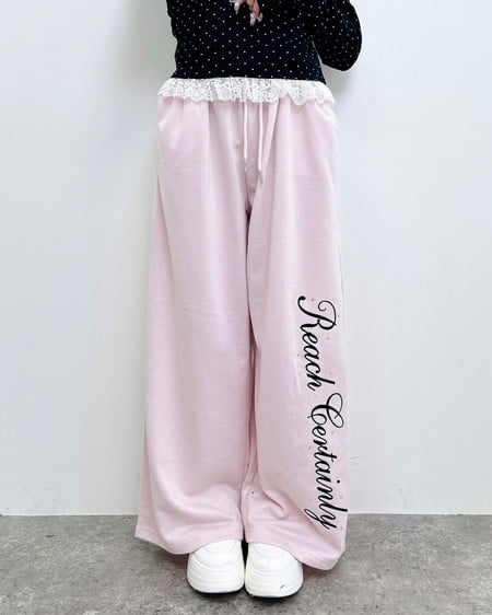 INGNI（イング） ラメスウェット刺繍ロゴパンツ ﾗｲﾄﾋﾟﾝｸ