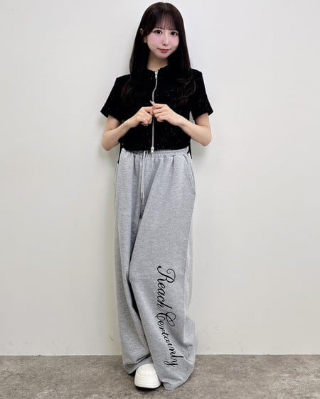 INGNI（イング） ラメスウェット刺繍ロゴパンツ ｸﾞﾚｰ
