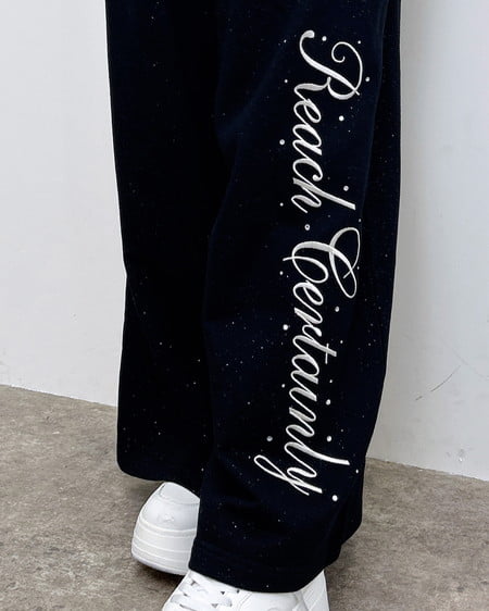 INGNI（イング） ラメスウェット刺繍ロゴパンツ ｸﾛ