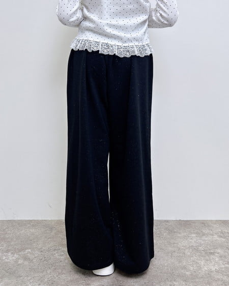 INGNI（イング） ラメスウェット刺繍ロゴパンツ ｸﾛ