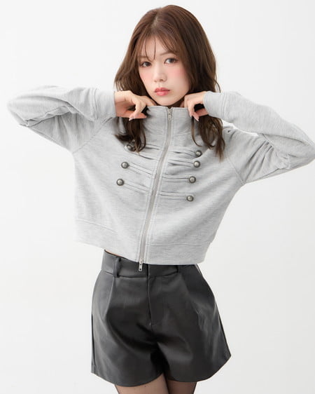 INGNI(イング) Wジップナポレオンスウェットトップス グレー
