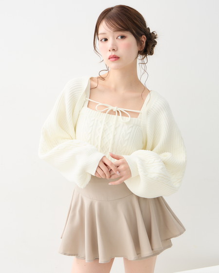 【9／2 2時までの限定価格】【WEB限定】ケーブルボレロニット＋キャミアンサンブル