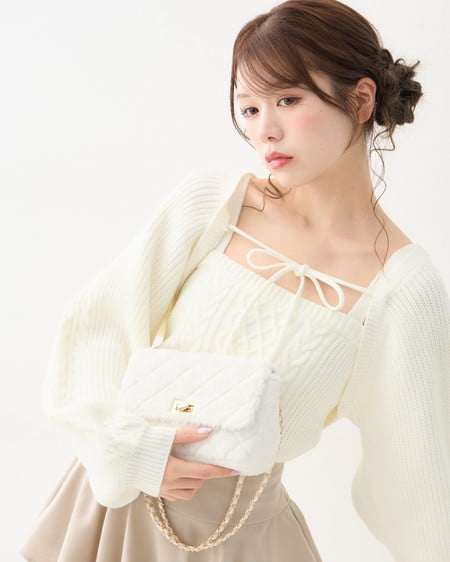フェイクファーキルティングショルダーバッグ