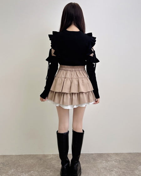 INGNI（イング） チョーカー付き肩開き長袖ニット ｸﾛ