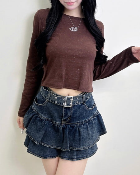 INGNI（イング） メタルロゴラメリブロンTシャツ ﾌﾞﾗｳﾝ