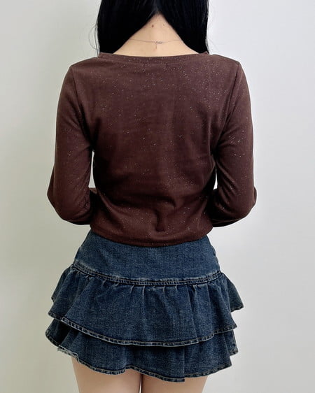 INGNI（イング） メタルロゴラメリブロンTシャツ ﾌﾞﾗｳﾝ