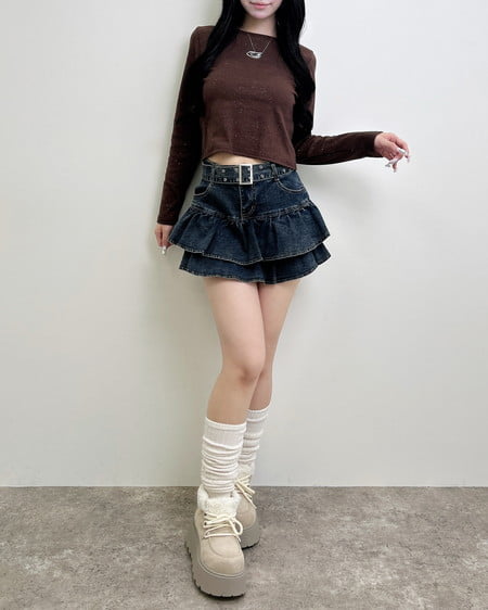 INGNI（イング） メタルロゴラメリブロンTシャツ ﾌﾞﾗｳﾝ