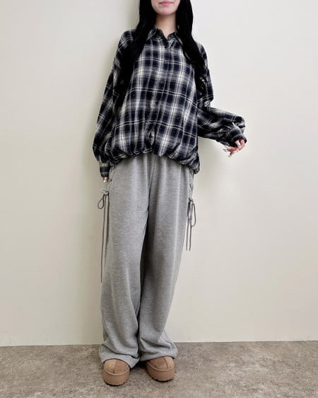 INGNI（イング） サイドレースアップスウェットパンツ ｸﾞﾚｰ