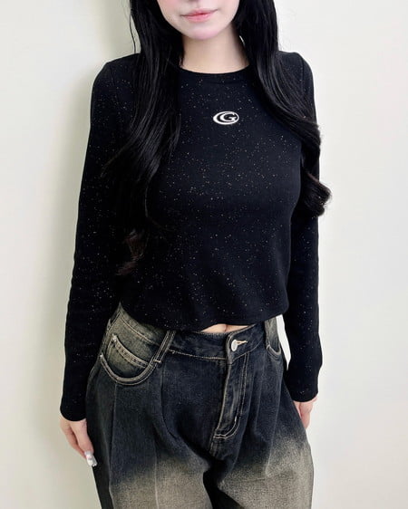 INGNI(イング) メタルロゴラメリブロンTシャツ クロ