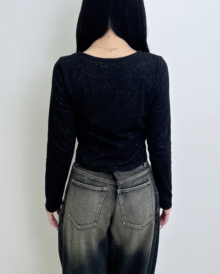 INGNI(イング) メタルロゴラメリブロンTシャツ クロ