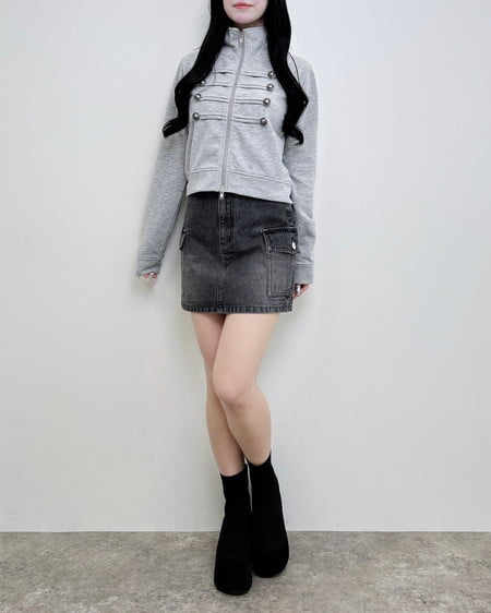 INGNI(イング) Wジップナポレオンスウェットトップス グレー