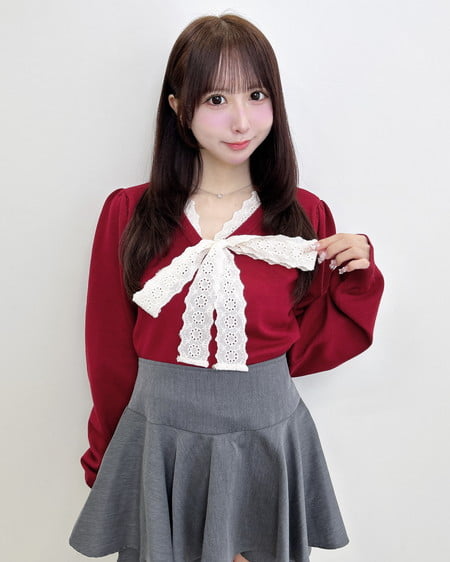 【新色追加／WEB限定】レースボウタイニット