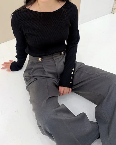 INGNI(イング) 金ボタンパンツ グレー