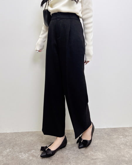 INGNI（イング） センタープレスワイドパンツ ｸﾛ