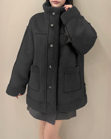 INGNI（イング） リバーシブルボアムートンコート ｸﾛ