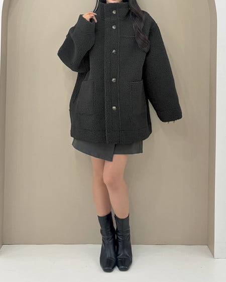 INGNI（イング） リバーシブルボアムートンコート ｸﾛ