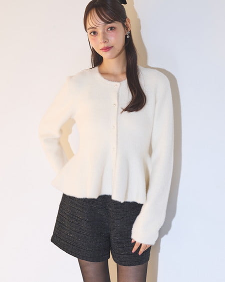 【SOELA】【9／29 2時までの限定価格】フェザーペプラムニットカーディガン