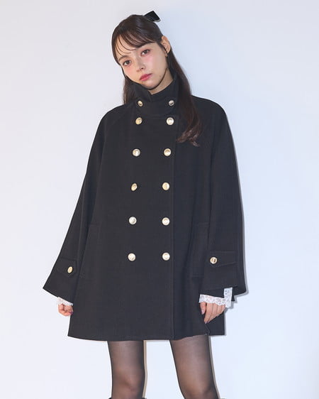 INGNI（イング） 金ボタンミドルコート ｸﾛ