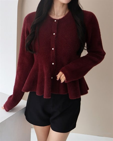 【SOELA】【9／29 2時までの限定価格】フェザーペプラムニットカーディガン