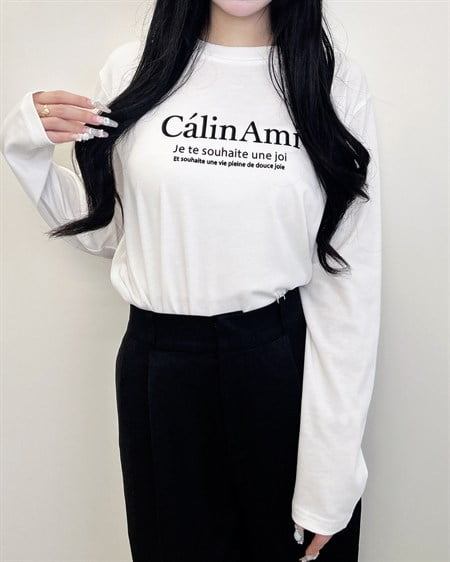 シンプルフロッキーロゴロングTシャツ