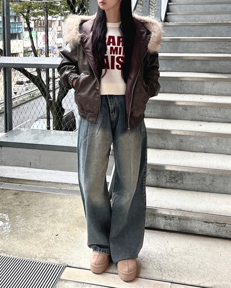 INGNI(イング) 厚底フェイクムートンサンダル ベージュ