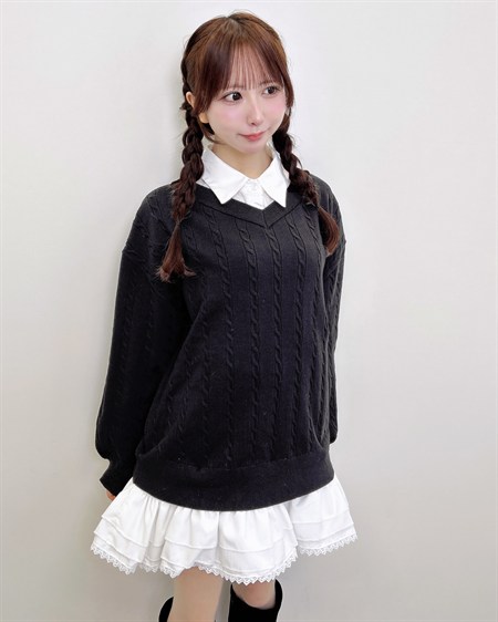 【WEB限定】【10／7 2時までの限定価格】シャツドッキングニットワンピース
