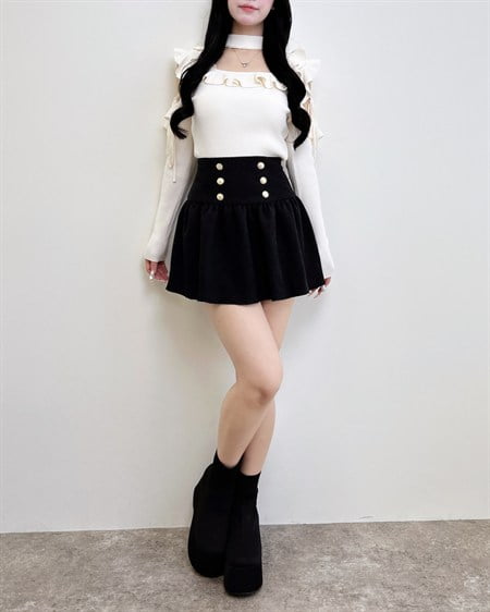 INGNI(イング) 金ボタンツイードスカパン クロ/ツイード