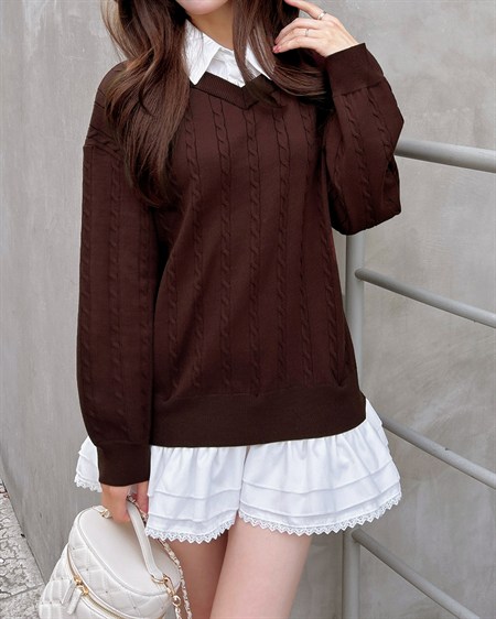 【WEB限定】【10／14 2時までの限定価格】シャツドッキングニットワンピース